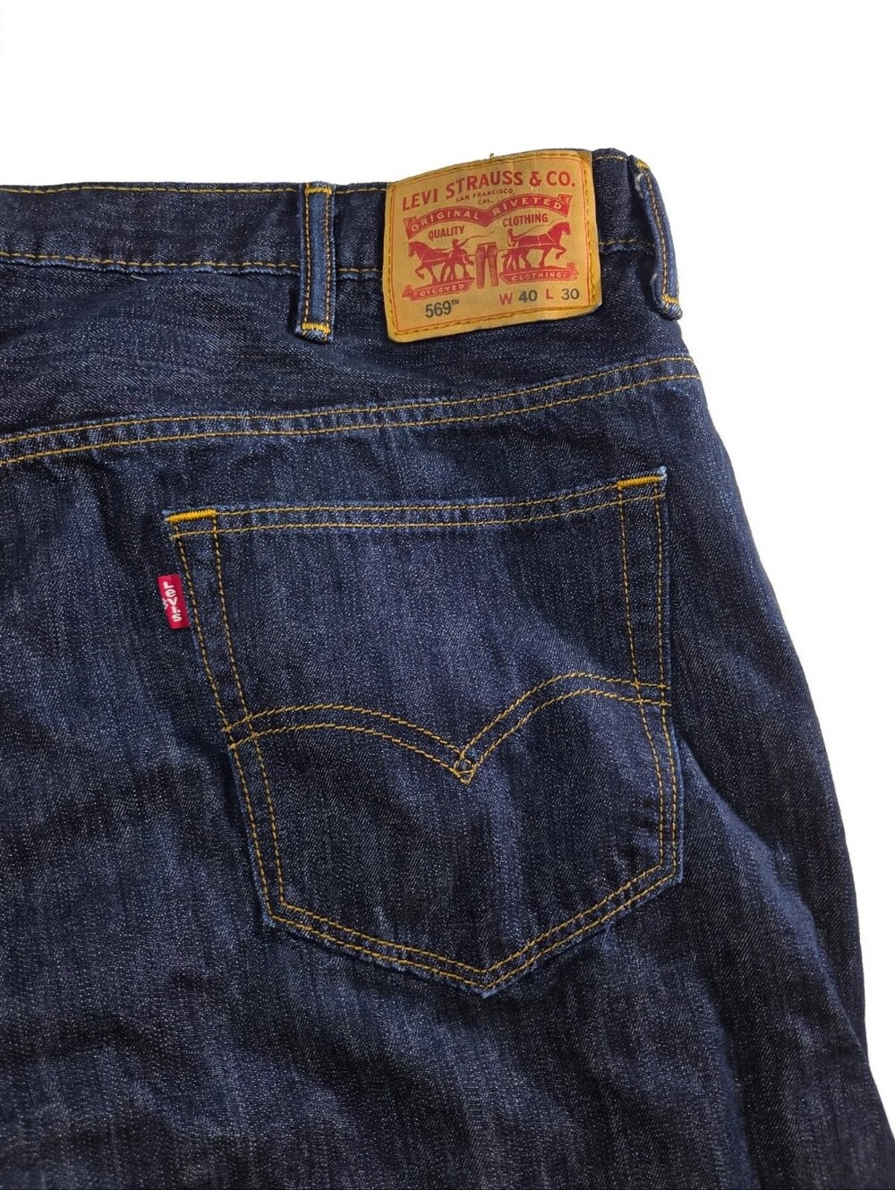 Levi's 569 Loose Straight Jeans Mens W40 L30 Dark Wash Rinse Workwear - Picture 2 of 6